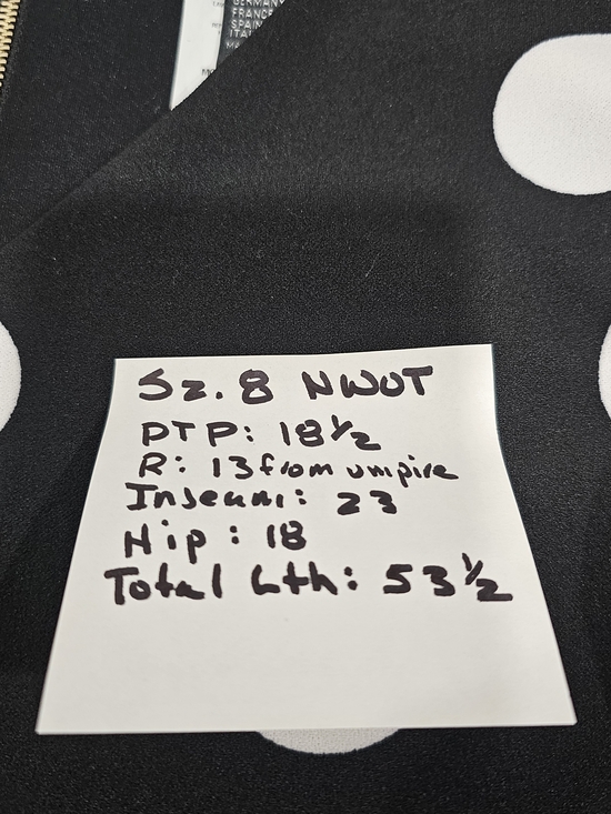 Frank Lyman Polka Dot Jumpsuit Size 8 Black White Wide Leg Belted Sleeveless Mad - Picture 11 of 11